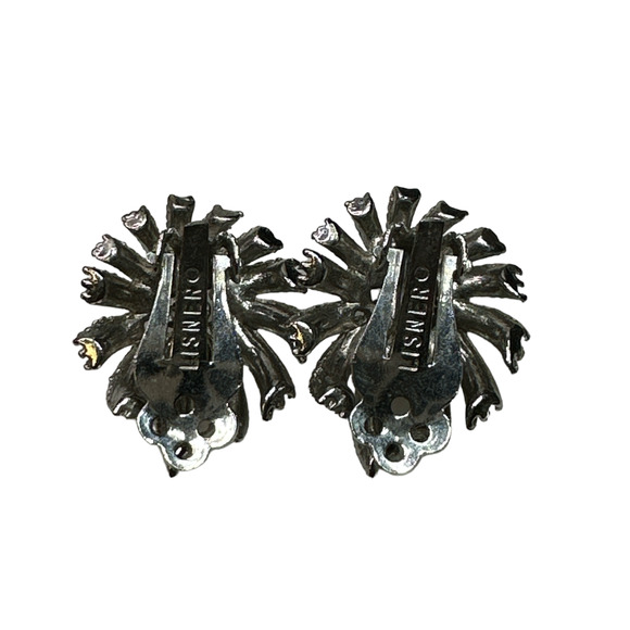 Lisner Floral 3D Clip-on Silver Plated Earrings - Picture 4 of 5